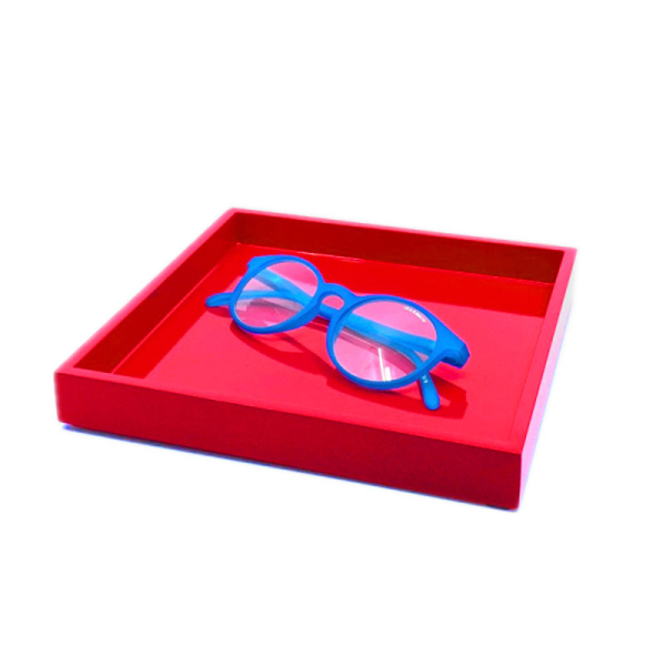 Mini Size Tray, square, paint Lacquer red side